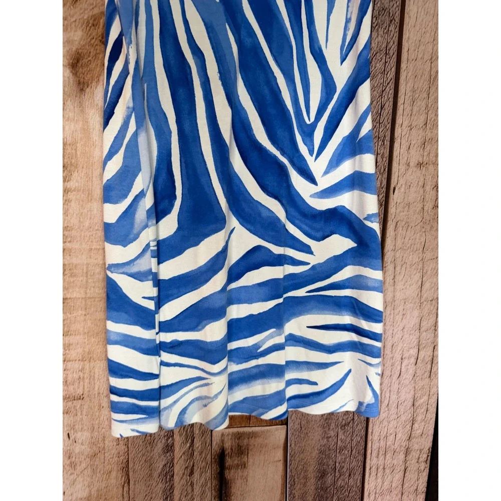 Tommy Bahama Zebra Print Dress Blue White Resort Vacation Coastal Summer Medium - Picture 4 of 9